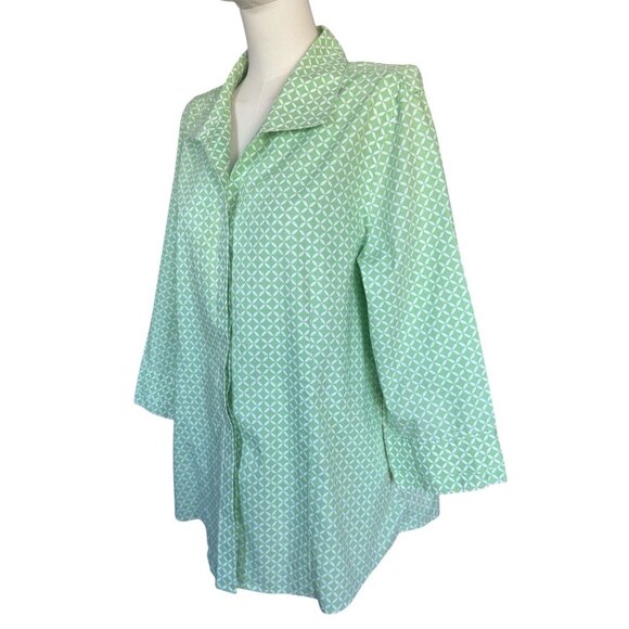 Gold Label Investments Non-Iron Green Collared Button Up Shirt Women's Sz 18 - Picture 2 of 7